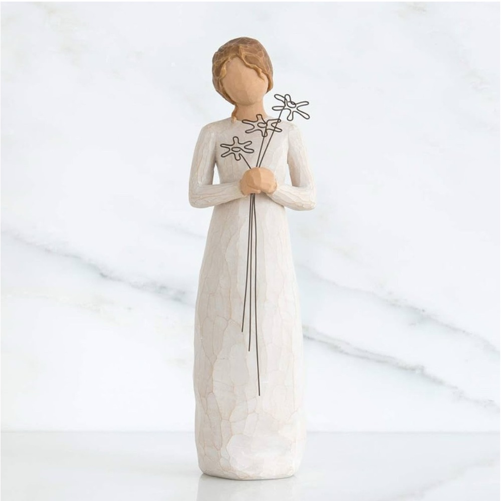 Willow Tree Cream Figurine with Floral Accent